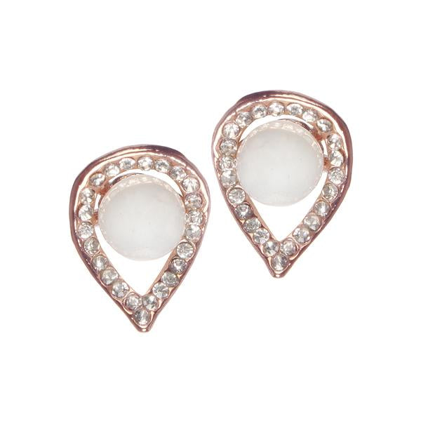 Urbana White Pearl Stone Gold Plated Stud Earrings - 1306818