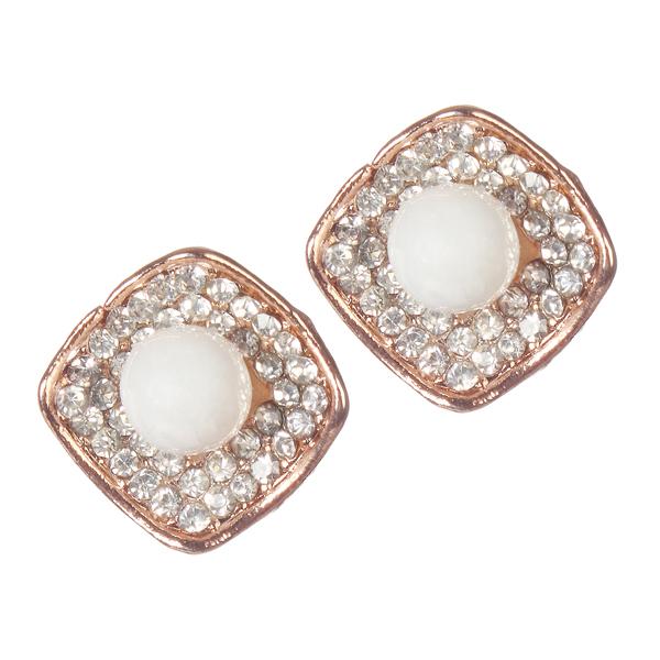 Urbana Pearl Austrian Stone Rose Gold Plated Stud Earrings - 1306823