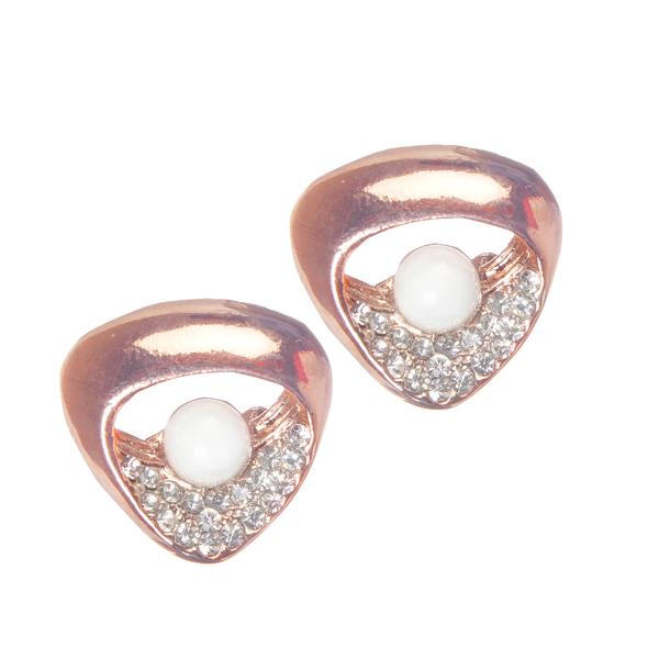 Urbana Glass Pearl Rose Gold Plated Stud Earrings - 1306826
