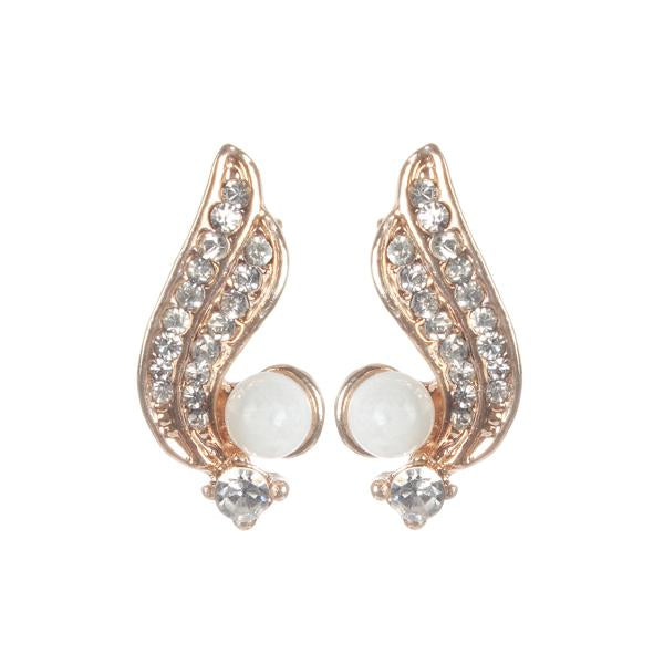 Urbana White Pearl Stone Gold Plated Studs Earrings - 1306828