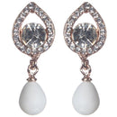 Urbana Glass Pearl Rose Gold Plated  Dangler Earrings - 1306835