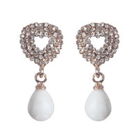 Urbana Glass Pearl Rose Gold Plated  Dangler Earrings - 1306837