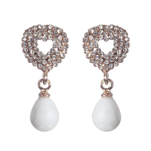 Urbana Glass Pearl Rose Gold Plated  Dangler Earrings - 1306837