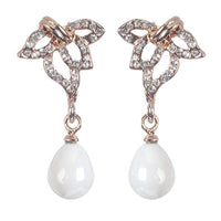 Urbana Glass Pearl Rose Gold Plated  Dangler Earrings - 1306838