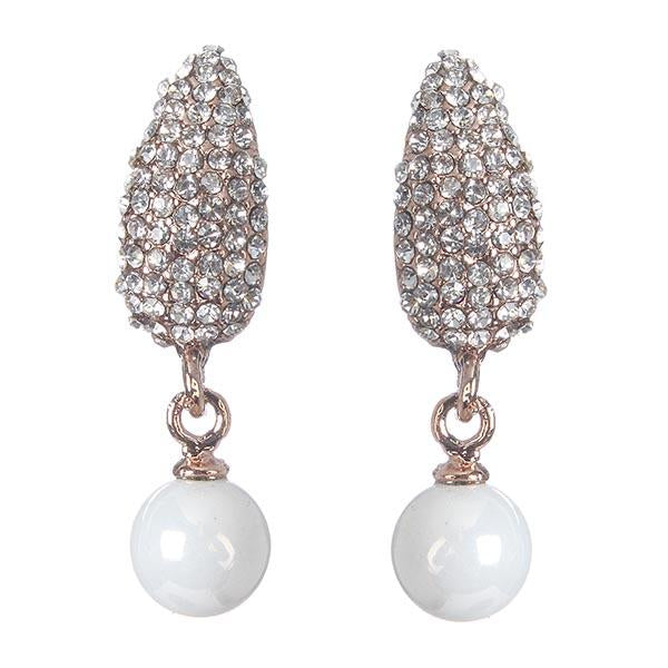 Urbana Glass Pearl Austrian Stone Dangler Earrings - 1306839