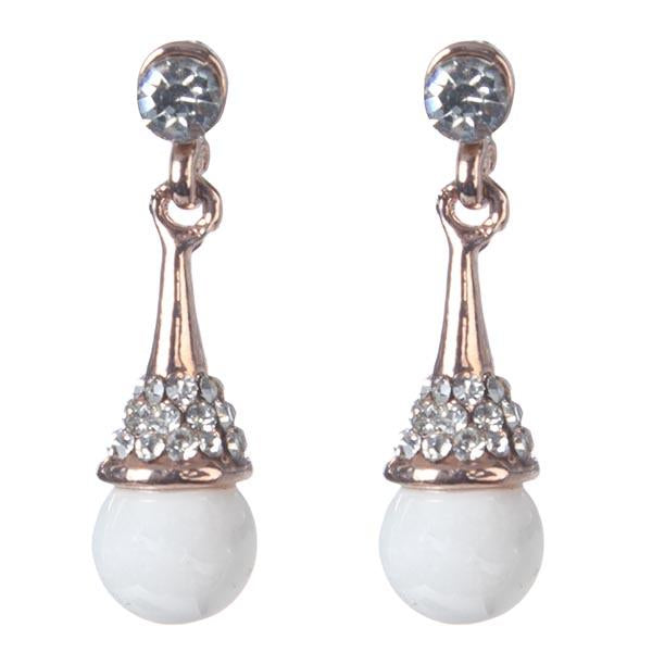 Urbana Glass Pearl Austrian Stone Dangler Earrings - 1306846