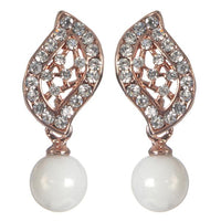 Urbana Glass Pearl  Rose Gold Plated Dangler Earrings - 1306850