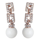 Urbana Glass Pearl Austrian Stone Dangle Earrings - 1306851