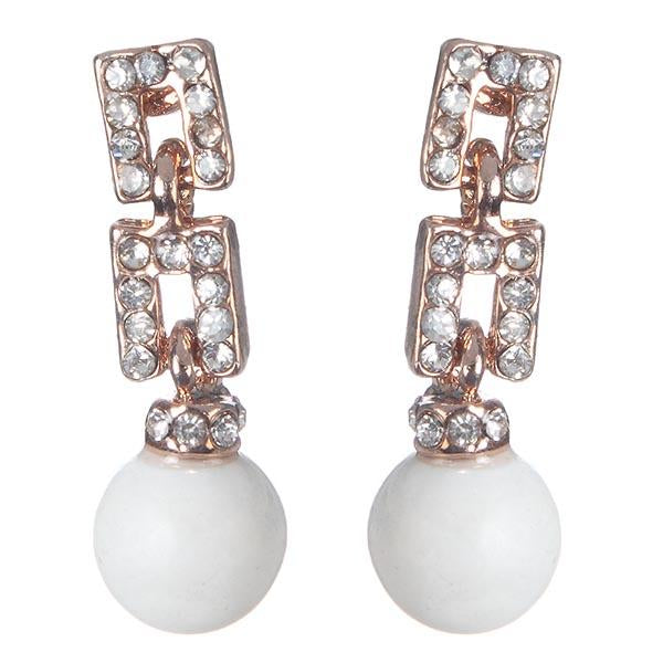 Urbana Glass Pearl Austrian Stone Dangle Earrings - 1306851