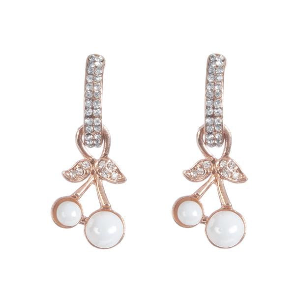 Urbana Glass Pearl Rose Gold Plated Dangler Earrings - 1306854