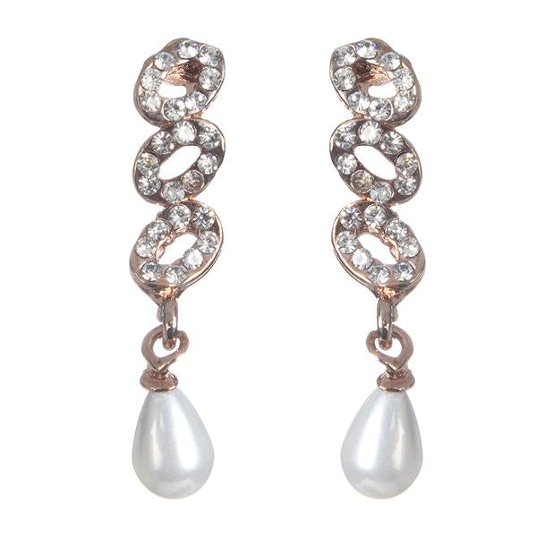 Urbana Glass Pearl Rose Gold Plated Dangler Earrings - 1306862