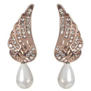 Urbana Glass Pearl Dangler Rose Gold Plated Earrings - 1306865