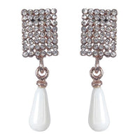 Urbana Glass Pearl Austrian Stone Dangler Earrings - 1306873