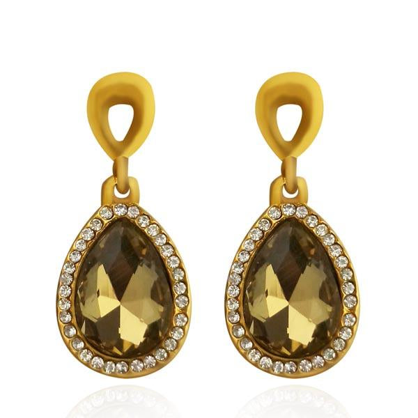 Kriaa Yellow Austrian Stone Dangler Earrings - 1306921