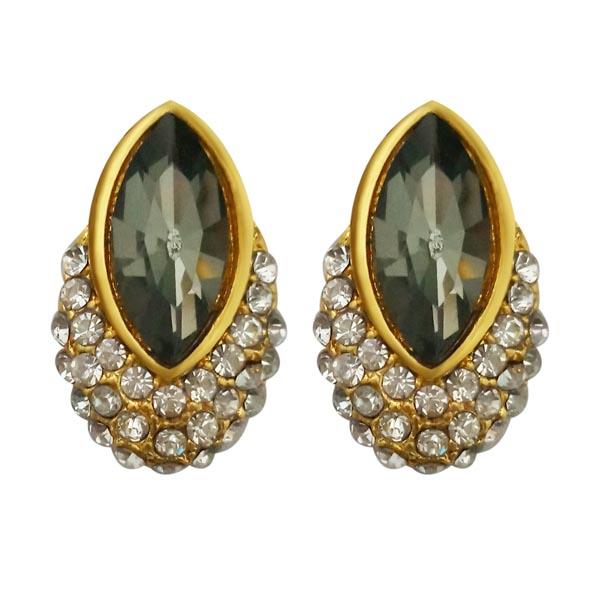 Kriaa Black Austrian Stone Stud Earrings - 1306922