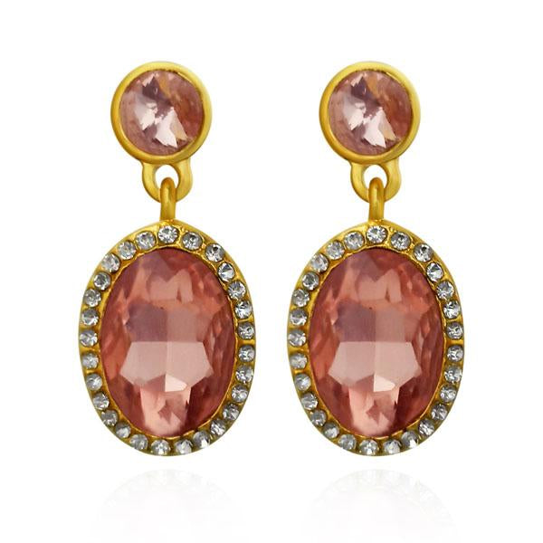 Kriaa Brown Austrian Stone Dangler Earrings - 1306924