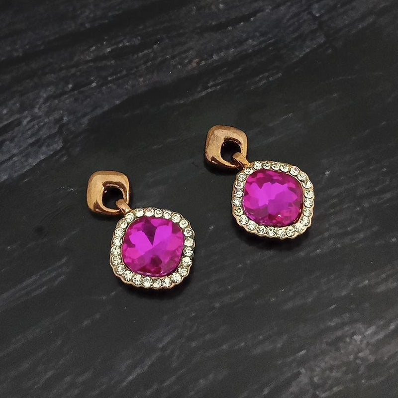 Kriaa Gold Plated Purple Crystal And Austrian Stone Stud Earrings - 1306928A