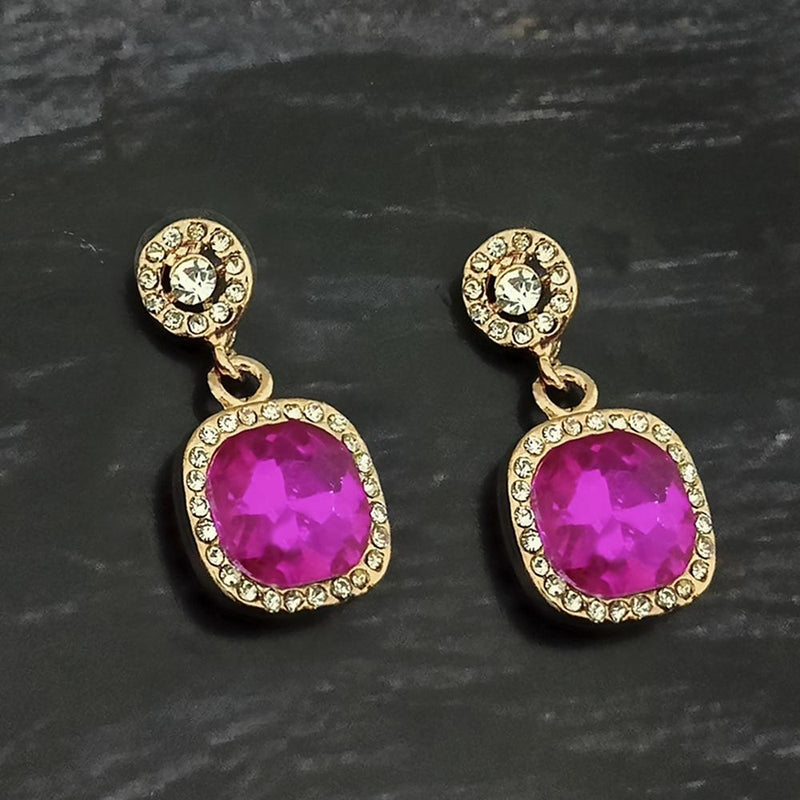 Kriaa Gold Plated Purple Crystal And Austrian Stone Stud Earrings - 1306937A