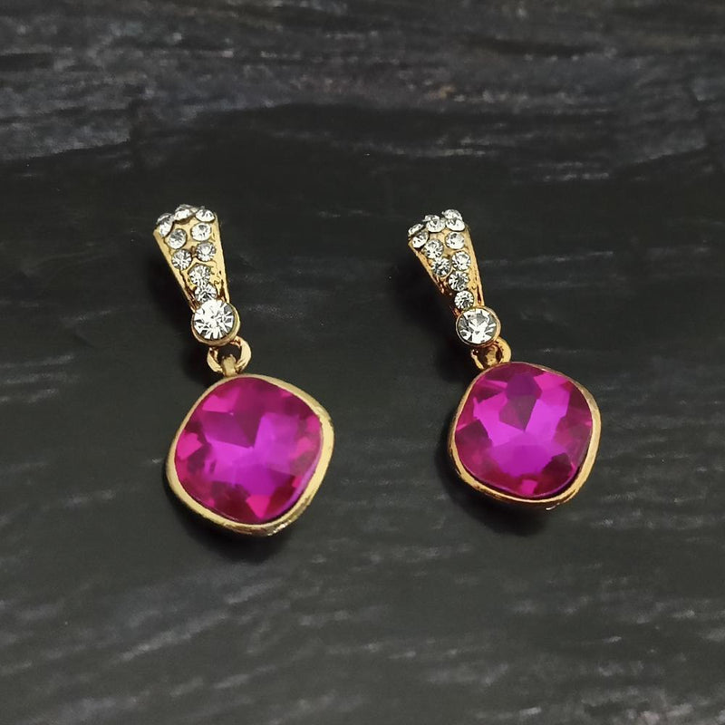 Kriaa Gold Plated Purple Crystal And Austrian Stone Stud Earrings - 1306939A