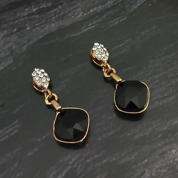 Kriaa Gold Plated Black Crystal And Austrian Stone Stud Earrings - 1306940A