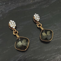 Kriaa Gold Plated Black Crystal And Austrian Stone Stud Earrings - 1306940A