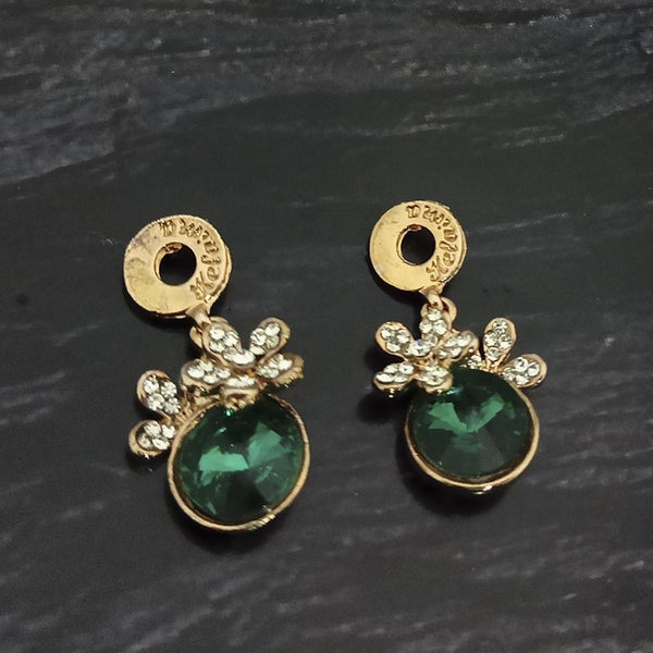 Kriaa Gold Plated Green Crystal And Austrian Stone Stud Earrings - 1306941A