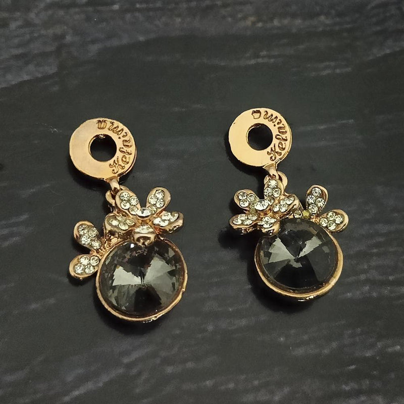 Kriaa Gold Plated Green Crystal And Austrian Stone Stud Earrings - 1306941A