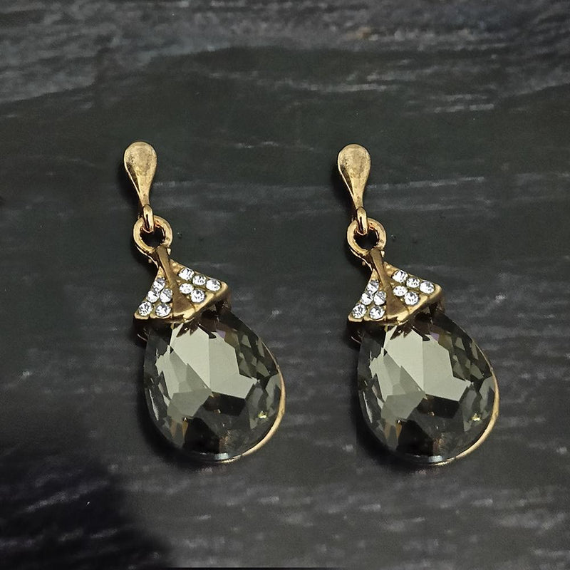Kriaa Gold Plated Black Crystal And Austrian Stone Stud Earrings - 1306945A