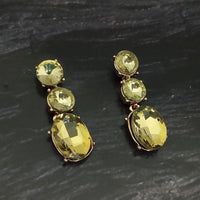 Kriaa Gold Plated Black Crystal Stone Dangler Earrings - 1306947A