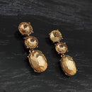 Kriaa Gold Plated Black Crystal Stone Dangler Earrings - 1306947A