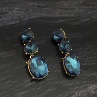 Kriaa Gold Plated Black Crystal Stone Dangler Earrings - 1306947A