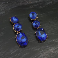 Kriaa Gold Plated Black Crystal Stone Dangler Earrings - 1306947A