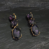 Kriaa Gold Plated Black Crystal Stone Dangler Earrings - 1306947A