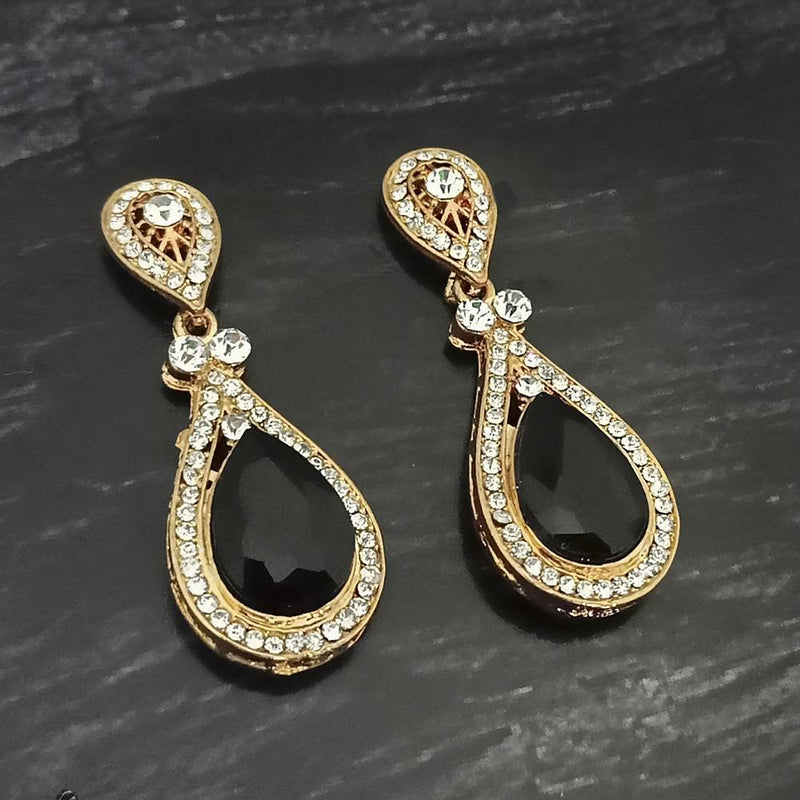 Kriaa Gold Plated Rama Green Crystal And Austrian Stone Dangler Earrings - 1306949A
