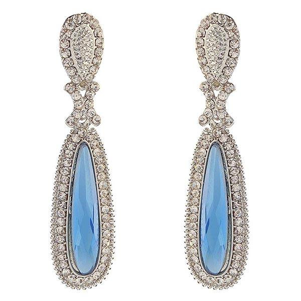 Kriaa Austrian Stone Rhodium Plated Dangler Earrings - 1307001C