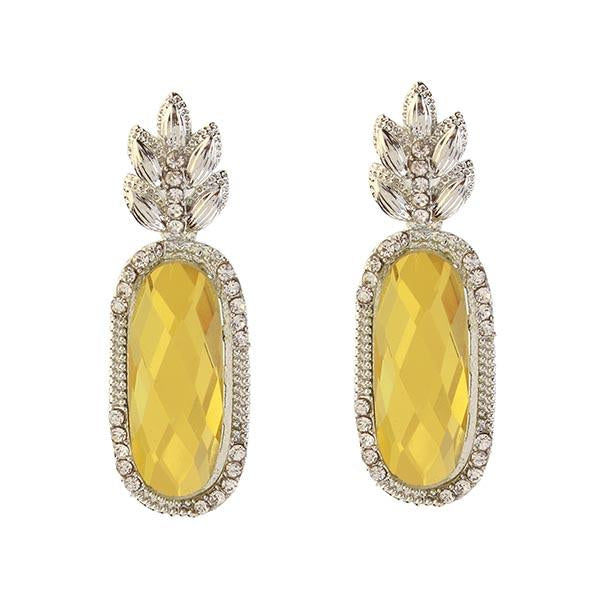Kriaa Resin Stone Silver Plated Dangler Earrings - 1307002C