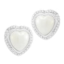 Kriaa Silver Plated White Austrian Stone Pearl Stud Earrings - 1307103