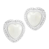 Kriaa Silver Plated White Austrian Stone Pearl Stud Earrings - 1307103
