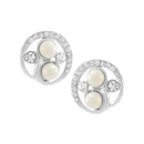 Kriaa White Pearl Stone Silver Plated Studs Earrings - 1307166