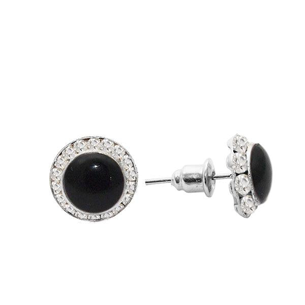 Kriaa Rhodium Plated Austrian Stone Stud Earrings - 1307177