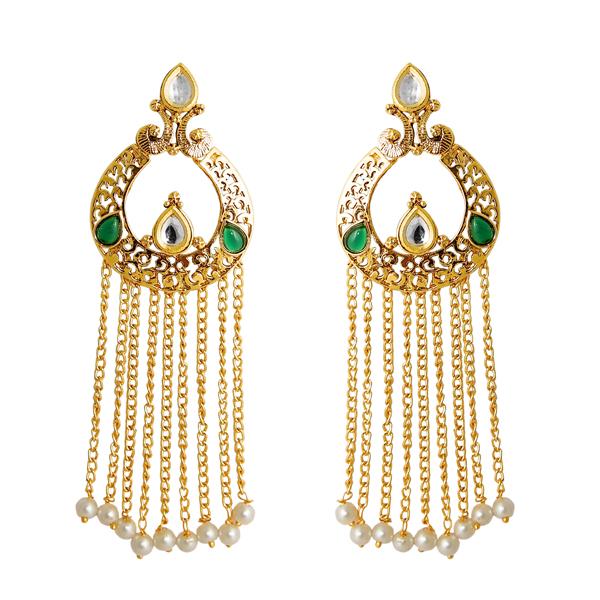 Kriaa Austrian Stone Gold Plated Hanging Earrings - 1307230