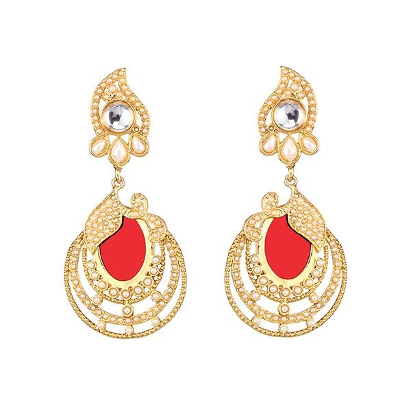 Kriaa Gold Plated Resin Stone Dangler Earrings - 1307343A