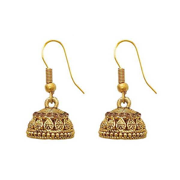 Kriaa Brown Austrian Stone Gold Plated jhumki Earrings - 1307506K