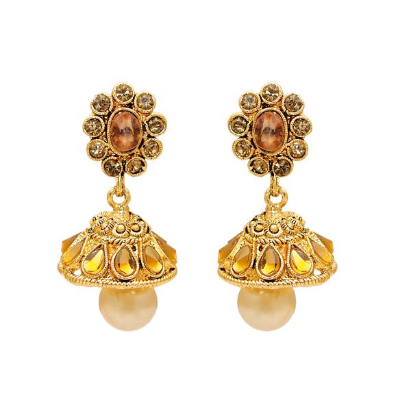 Kriaa Gold Plated Austrian Stone Kundan Jhumki Earrings - 1307604