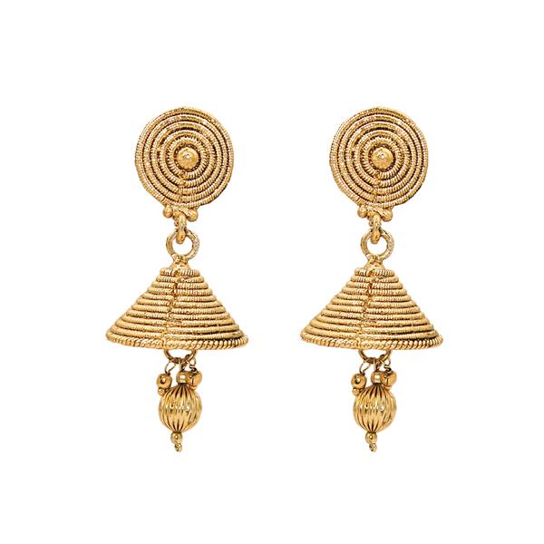 Kriaa Gold Plated Zinc Alloy Jhumki Earrings - 1307614