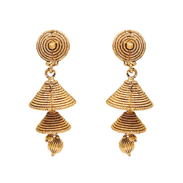 Kriaa Gold Plated Double Jhumki Dangler Earrings - 1307615