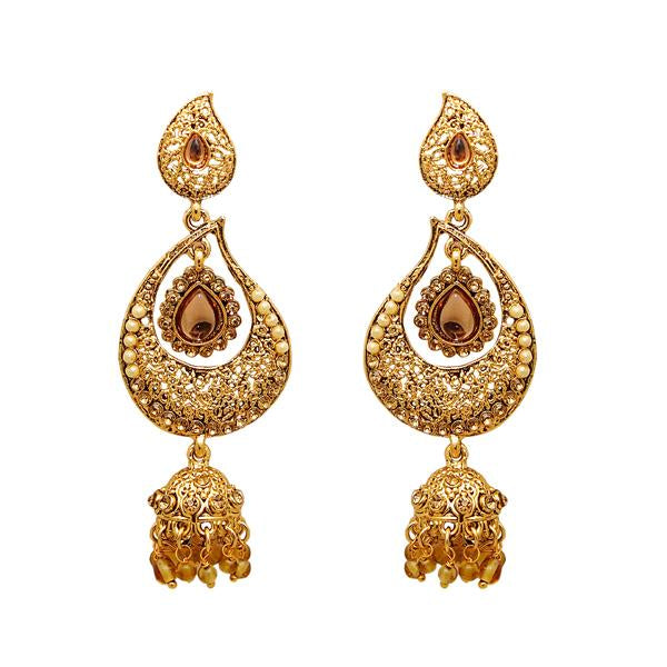 Kriaa Gold Plated Austrian Stone Kundan Dangler Earrings - 1307621