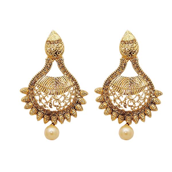 Kriaa Zinc Alloy Gold Plated Austrian Stone Dangler Earrings - 1307622