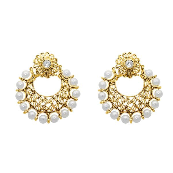 The99Jewel Zinc Alloy Gold Plated Pearl Dangler Earrings - 1307628