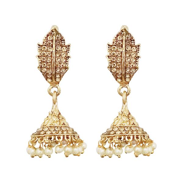 Kriaa Gold Plated Brown Austrian Stone Jhumki Earrings - 1307632